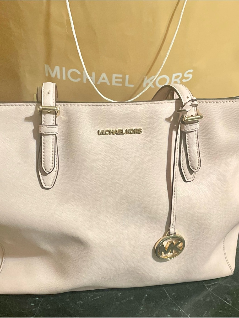 Michael Kors Light Pink Leather Tote with Gold Hardware